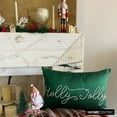 thumbnail image 4 of Holiday Lumbar Pillow Cover, 12" x 22" Green Silk Pillowcase, Modern Letters And Words Christmas Oblong Pillow Cover For Sofa Couch, Hotels, Living Room, Bed Room - Holly Jolly, 4 of 10