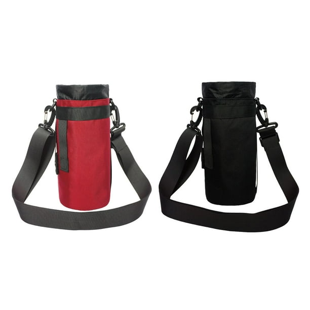 2 piezas 1,5 L Soporte para botella de agua Estuche de transporte Funda Camping Senderismo Negro rojo