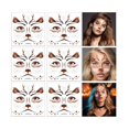 thumbnail image 1 of wonima02 6 Sheets Halloween Deer Full Face Tattoos, Reindeer Face Stickers for Adults Man or Women Halloween Deer Costume Accessories, Elk Face Decals Fawn Horn Temporary Tattoos, 1 of 1