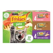 Purina Friskies Wet Cat Food Pate Variety Pack Salmon Dinner, Turkey and Giblets Dinner and Mixed Grill, 5.5 oz.