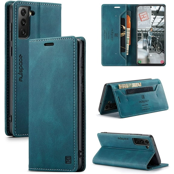 Wallet Case for Samsung Galaxy S21 FE,Magnetic Protect PU Leather Flip Case with Card Holders RFID Blocking Kickstand Shockproof Protection Case for Samsung Galaxy S21 FE (Teal)
