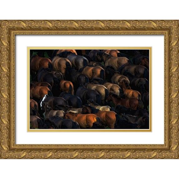 Szuszkiewicz, Konrad 32x23 Gold Ornate Wood Framed with Double Matting Museum Art Print Titled - Wild horses