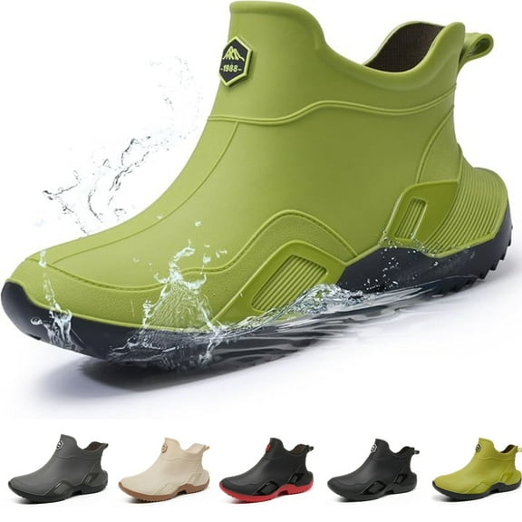 CHICVOMEY Women's Waterproof Rain Boots Anti-Slip Ankle Boots for Gardening Fishing Farming Boating Outdoor Work Traction Sole Short Rain Boots for Women & Men