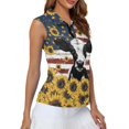 thumbnail image 4 of Whosucclay Cows Sunflowers Golf Shirt for Ladies, Casual Golf Half Zip Shirt Zip Up Personalized Sleeveless Workout Shirts, 4 of 7