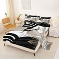 thumbnail image 2 of Castle Fairy Boho Tropical Leaf Bed Sheets 4pcs for Kids, Geometric Print King Sheets for Bedroom, Charcoal Beige, 2 of 6