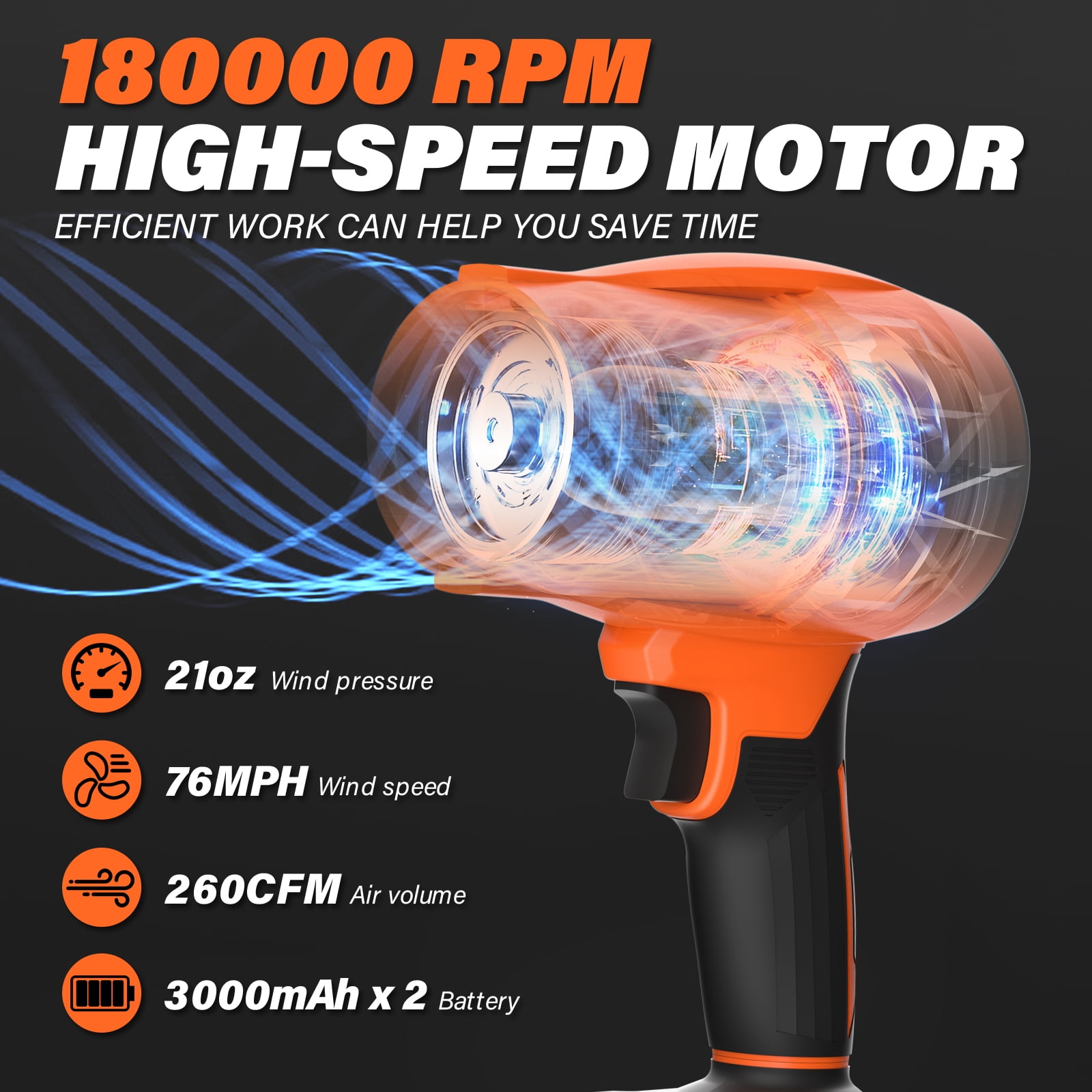Maxlander Cordless Snow Blower, 20V Portable Handheld Leaf Blower with 1 X 3.0Ah Battery