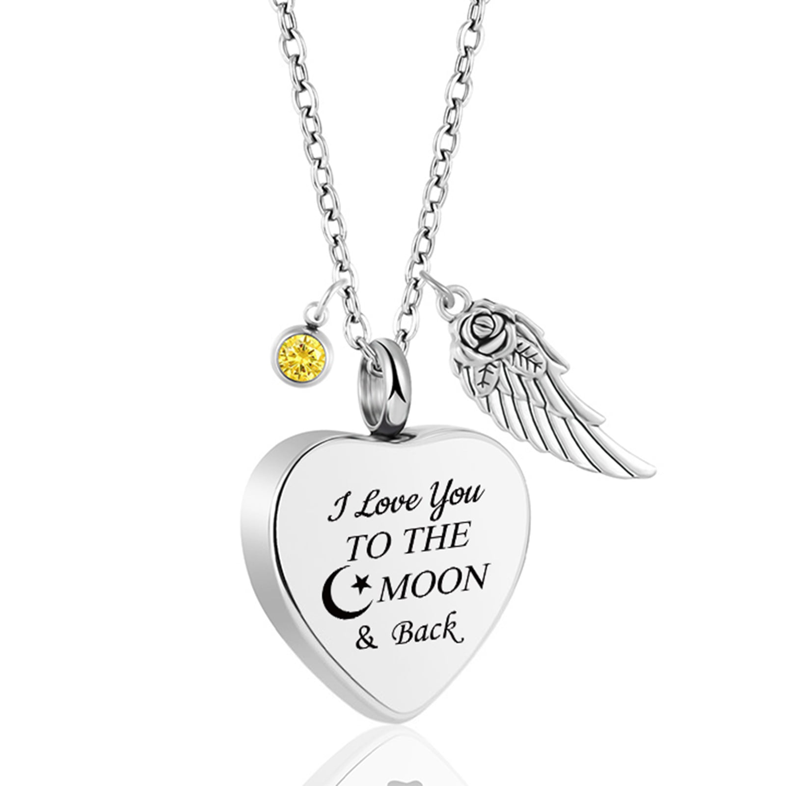 Love Charms™ Option Angel Wing Golden Jewelry Urn Jewellery Cremation & Memorial Jewellery 