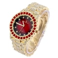 thumbnail image 3 of Charles Raymond Blinged Out Round Metal Mens Color on Blast Iced out Gold Tone hip hop WristWatch with Diamond Time Indicators - Ice on Fire!!! - ST10327DxxS (Color Blood Red Gold), 3 of 3