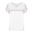 thumbnail image 5 of Women's Summer Tops Satin Round Neck Short Sleeve T-shirts Loose Fit Casual Shirts for Women, 5 of 5