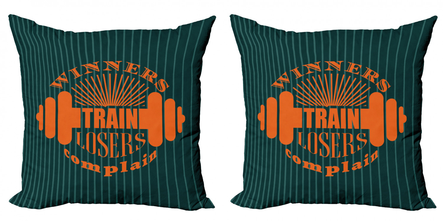 Fitness Throw Pillow Cushion Cover Pack of 2, Winners Train Losers
