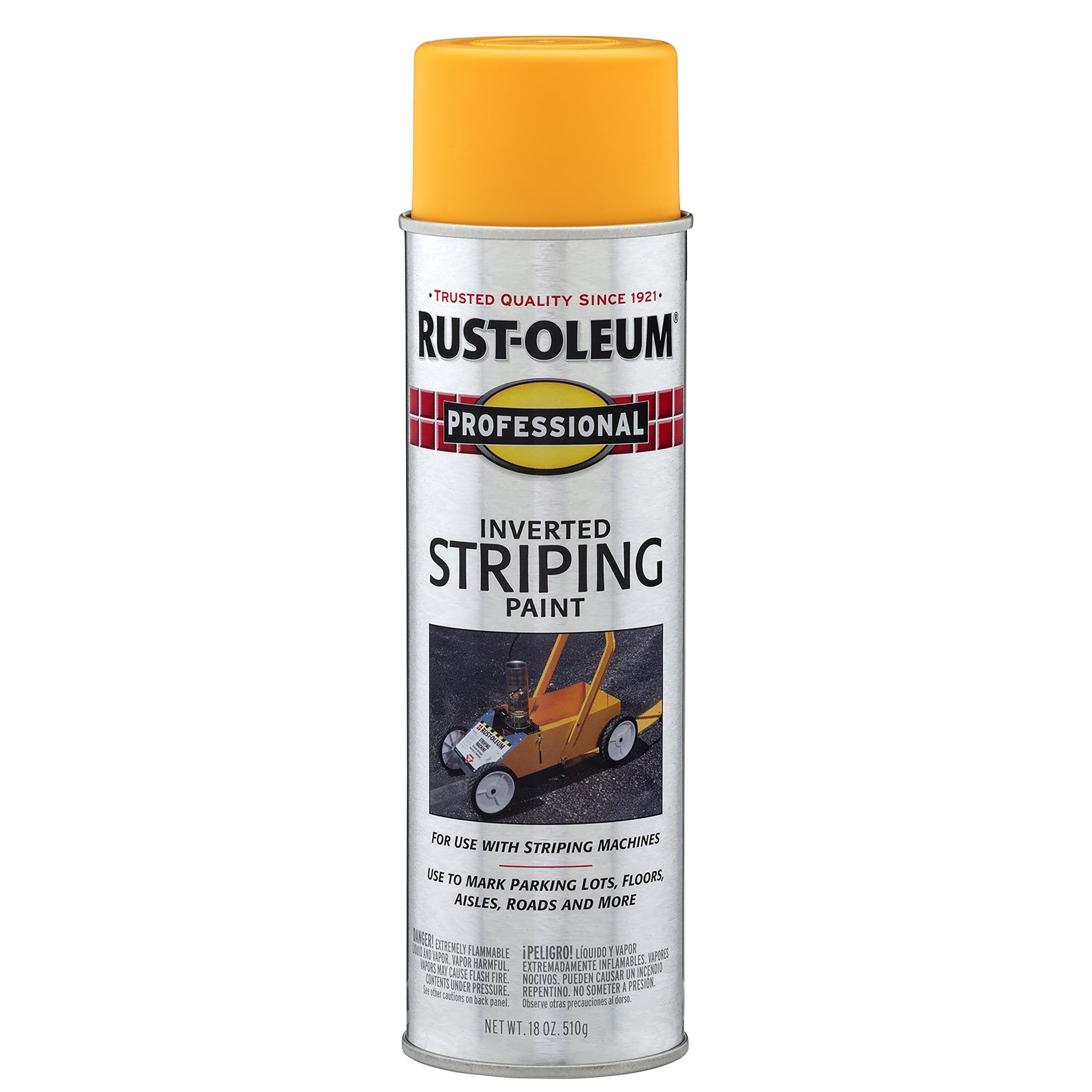 6 Pack, Yellow, Rust-Oleum Professional Inverted Striping Paint Spray-2548838, 18 oz