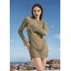 thumbnail image 5 of Vestido Mini de Punto con Mangas Largas y Espalda Descubierta para Mujer Color Oliva L, 5 of 10