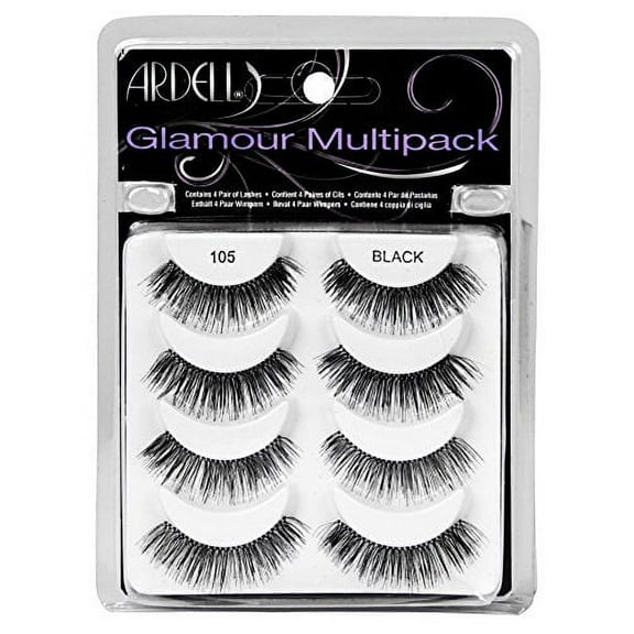 Ardell Eyelashes ~ Glamour Multipack, 4 Pairs, 105, Black