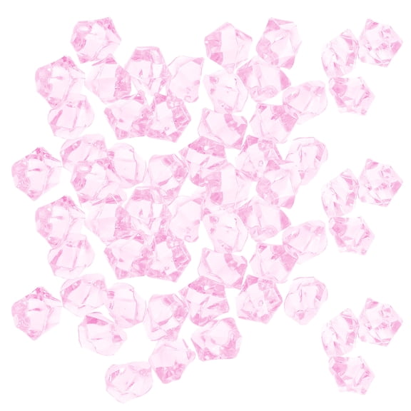 300pcs Fake Ice Cubes: 11x14mm Crushed Simulation Crystals - Artificial Ice Rocks Scatter - Crushed Pink Acrylic Vase Fillers - Glittering Crystal Rocks