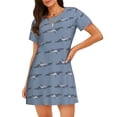 thumbnail image 1 of Balery Cute Whale Camisón de manga corta con cuello redondo para mujer, cómodo y elegante., 1 of 6