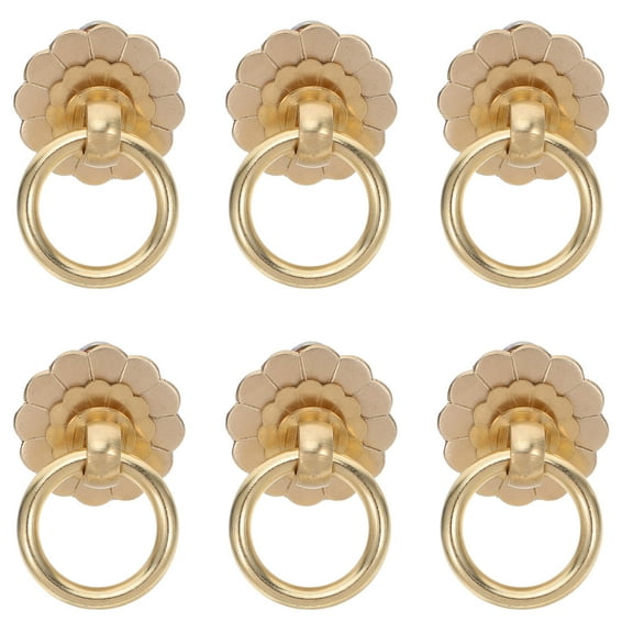 OFFIGAM 6-Pack Vintage Brass Cabinet Handles Flower Shape for Kitchen Cabinets Closet Vanity Drawers