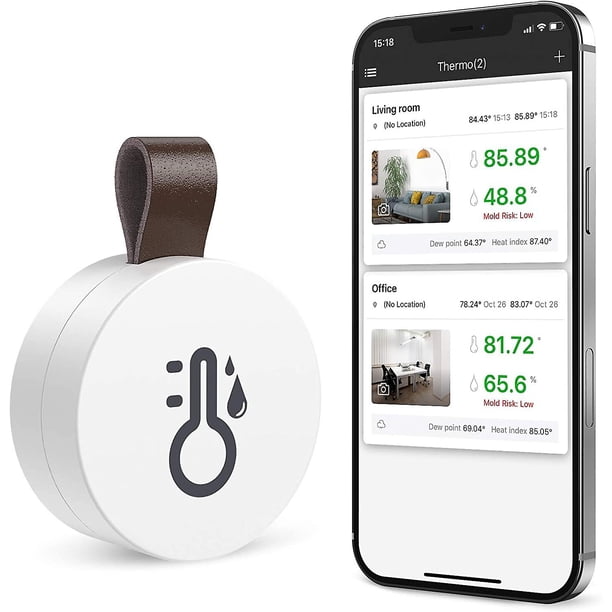 Termómetro Higrómetro Bluetooth, Termohigrómetro Interior Inalámbrico Mini Con Función De Exportación De Datos, Compatible Con Ios Y Android Para Vino, Living R. Afortunado Sencillez
