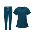thumbnail image 4 of STARTIST Uniforms Scrub Set Nurse Top Pants Female Work Clothing for Beauty Salon SPA Deep Blue M, 4 of 9