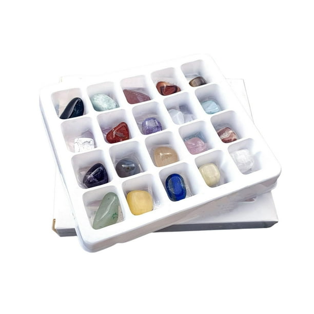 20x Colección de rocas y minerales Espécimen de mineral de cristal de educación científica Material didáctico Caja Rocas y minerales