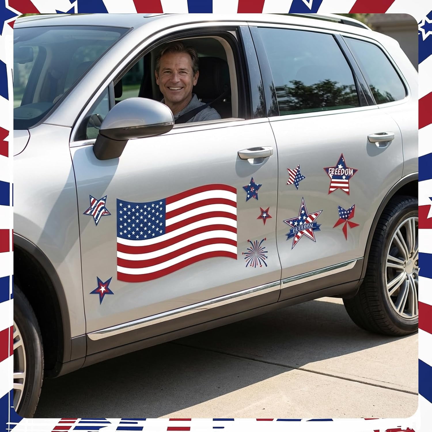 UCEI 4th of July Garage Door Magnets, Patriotic American Flag Magnetic Decor Set
