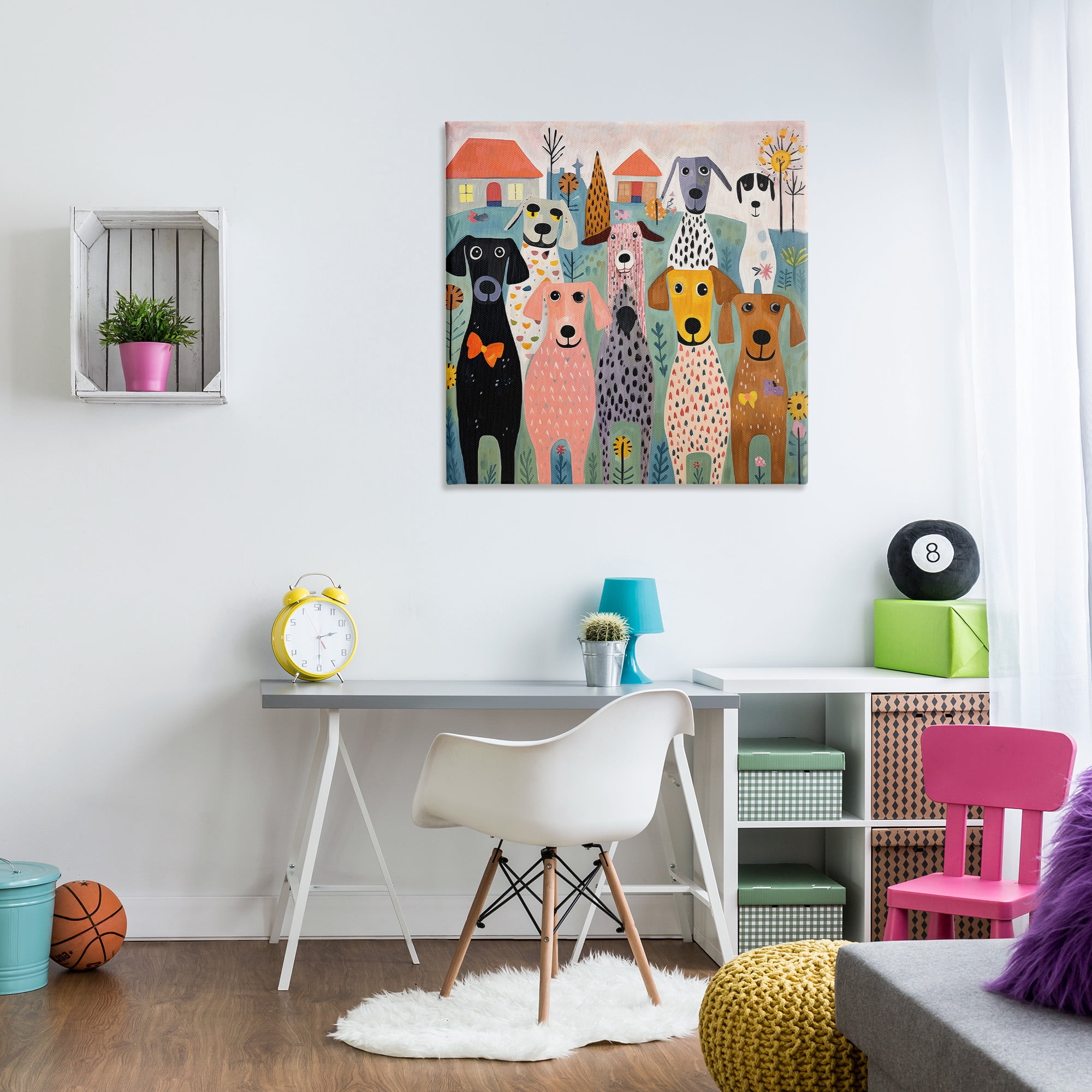 Stupell Industries Patterned Dogs & Flowers Animals & Insects Painting Gallery Wrapped Canvas Art Print Wall Art, 36 x 36