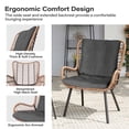 thumbnail image 3 of KAMEROUT 3 Piece Outdoor Bistro Set, Rattan Patio Furniture Set with Coffee Table & Gray Cushions for Lawn, Garden, Balcony, 3 of 7