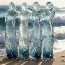 Leutsin Sisters by My Side - Sea Glass Four Sisters Celebrates Friendships Four Sisters Sculpture,Friend Birthday Gifts for Women,Special Holiday Friendship Day Present for Besties Female