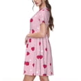 thumbnail image 2 of Balery Strawberry And Heart Vestidos sueltos de manga corta para mujer, vestidos de verano 2025, vestidos casuales de corte A con vuelo., 2 of 6