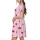 thumbnail image 2 of Easygdp Strawberry And Heart para Vestido Transpirable de Mujer, Vestido Suelto de Manga Corta con Pliegues y Bolsillos para el Verano, 2 of 6