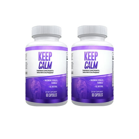 Keep Calm - Anxiety Relief Supplement – 2 Pack - Comprehensive Formula for Anxiety Relief & Stress Management in Men & Women – 60 Capsules - Made in USA – Money Back