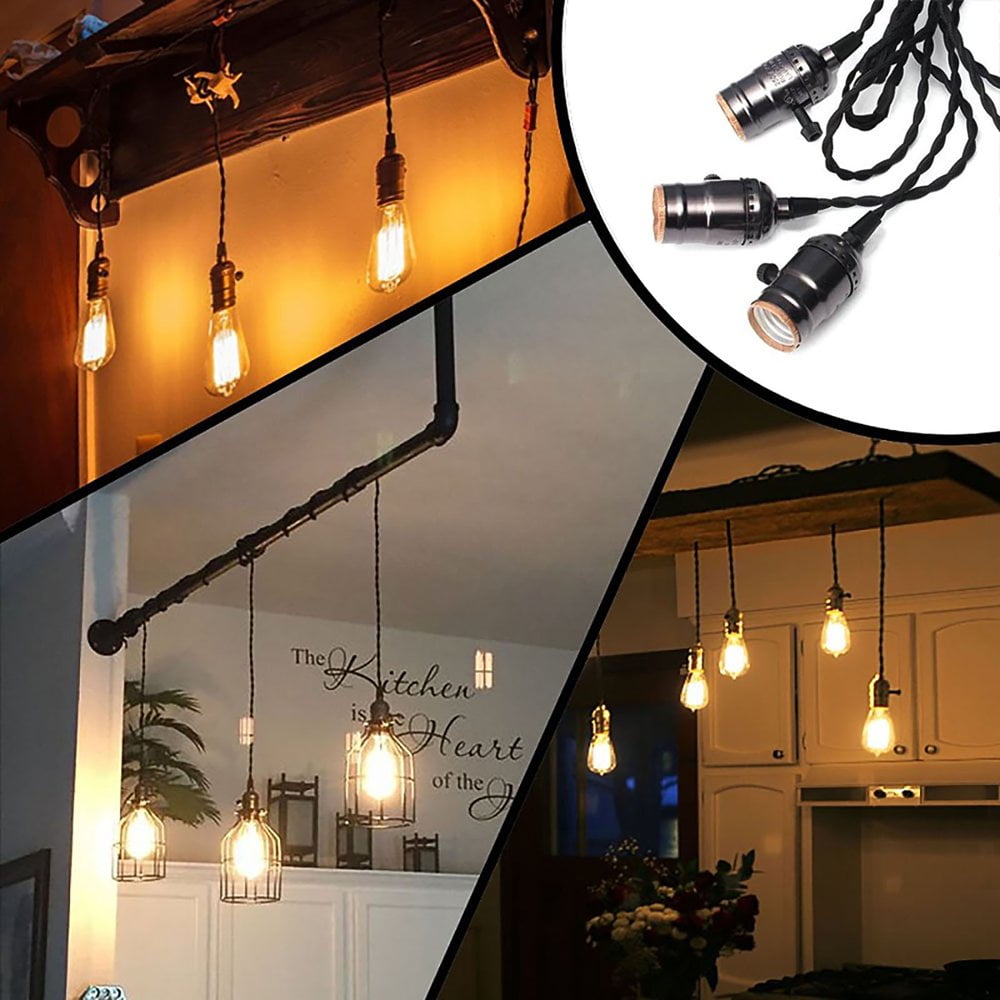 Kit De Suspension Vintage Avec Cordon De Chanvre Torsadé Avec Prise, Kit De Suspension à Brancher, Kit De Cordon De Suspension Avec Gradateur Pour