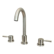 WMF-8126SSLH-BN - Stainless Steel Widespread Lavatory Faucet, Bathroom Sink Faucet Double Handle with Pop Up, Ceramic Cartridge Brushed Nickel Finish