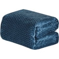 thumbnail image 2 of Noble House Superior Chevron Braided Bed Blanket Soft Microplush Cover ( Twin , Oxford Blue), 2 of 2