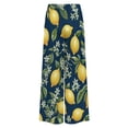 thumbnail image 6 of Navy Lemon Grove Print Women's Casual Wide Leg Pants Comfort Pockets Elastic Waist Loose Fit Pants, 6 of 7