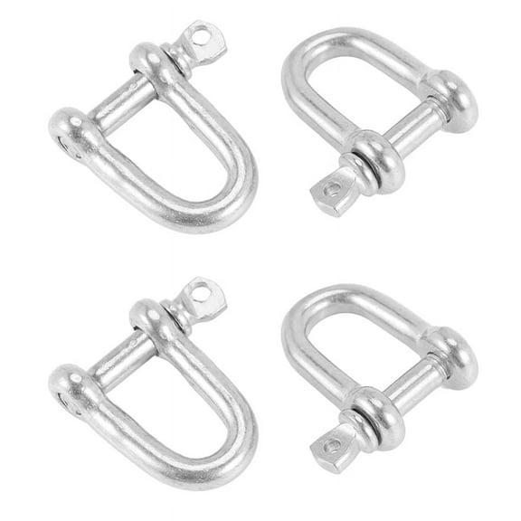 304 Stainless Steel Screw Pin D Style Chain Dee Shackle 4mm for Rigging Pack of 4