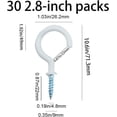 thumbnail image 5 of EcoNesxp Versatile Heavy Duty Cup Hook 8" White Vinyl Coated Screw-In Ceiling Hook 30 Screw-In Hooks, 5 of 5