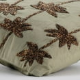 thumbnail image 2 of Euro Pillow Cases, Sage Green Euro Shams 26x26 inch (65x65 cm), Taffeta Euro Pillow Covers, Nature & Floral, Beaded, Contemporary European Sham&nbsp;Covers - Brown Lotus Dreams, 2 of 3