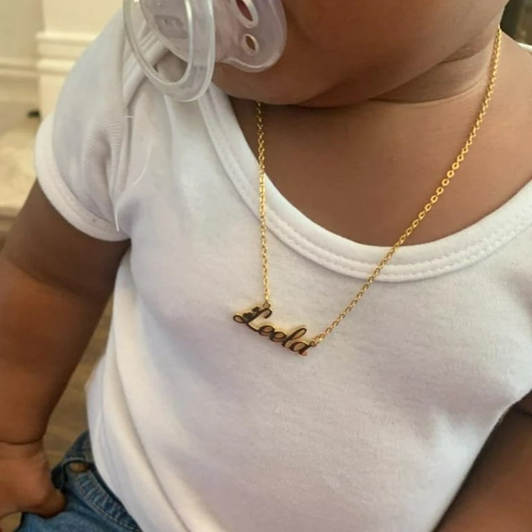 Vnox Custom Baby Name Necklaces for Girls Boys Stainless Steel Kids Children Personalized Nameplate Chokers Collar Gift Jewelry SH Walmart