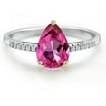 thumbnail image 3 of Gem Stone King 925 Silver and 10K Yellow Gold Pure Pink Mystic Topaz and White Lab Grown Diamond Engagement Ring for Women | 2.45 Cttw | Pear Shape 10X7MM | Gemstone November Birthstone | Size 6, 3 of 6