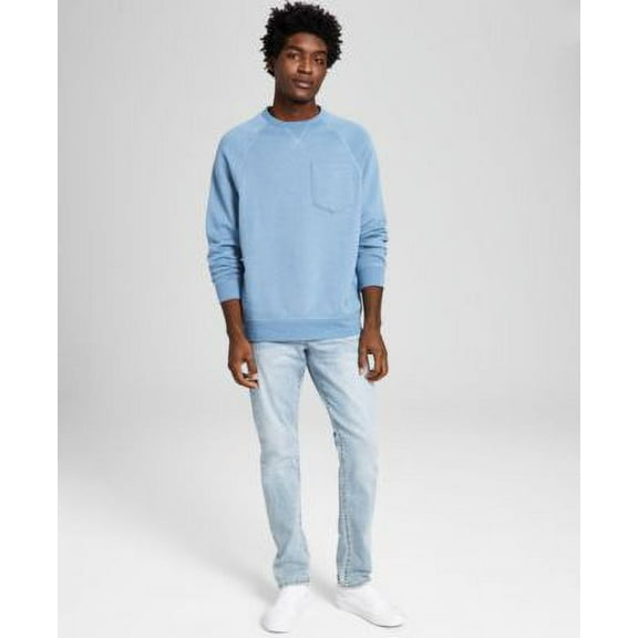 And Now This Men’s Solid Fleece Sweatshirts, Blue, Large