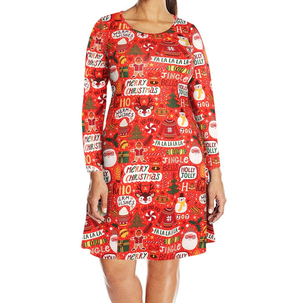 HDE HDE Womens Plus Size Party Dress Ugly Christmas Sweater Long