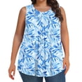 thumbnail image 2 of Mifsaly Floral Leaf Print Sleeveless Tops Women Plus Size Cotton Tank Top Oversized Casual Flowy Blouse Work Going Out Everyday Clothes XXL, 2 of 7