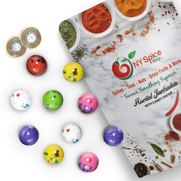 NY Spice Shop Halloween 1” Assorted Jawbreakers with Candy Center - 08 Ounce - Halloween Candy - Halloween Candy Bulk