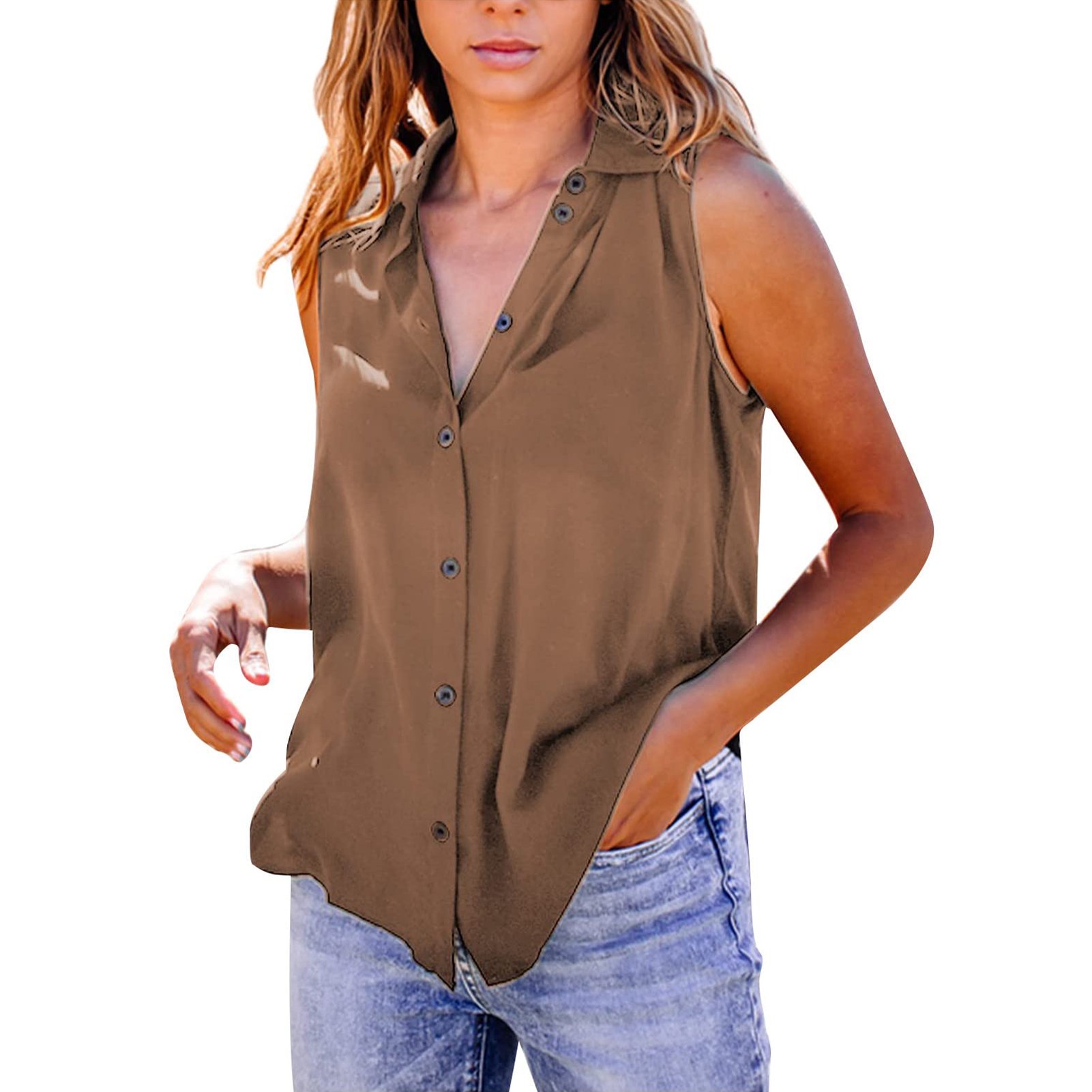 sleeveless shirt collar