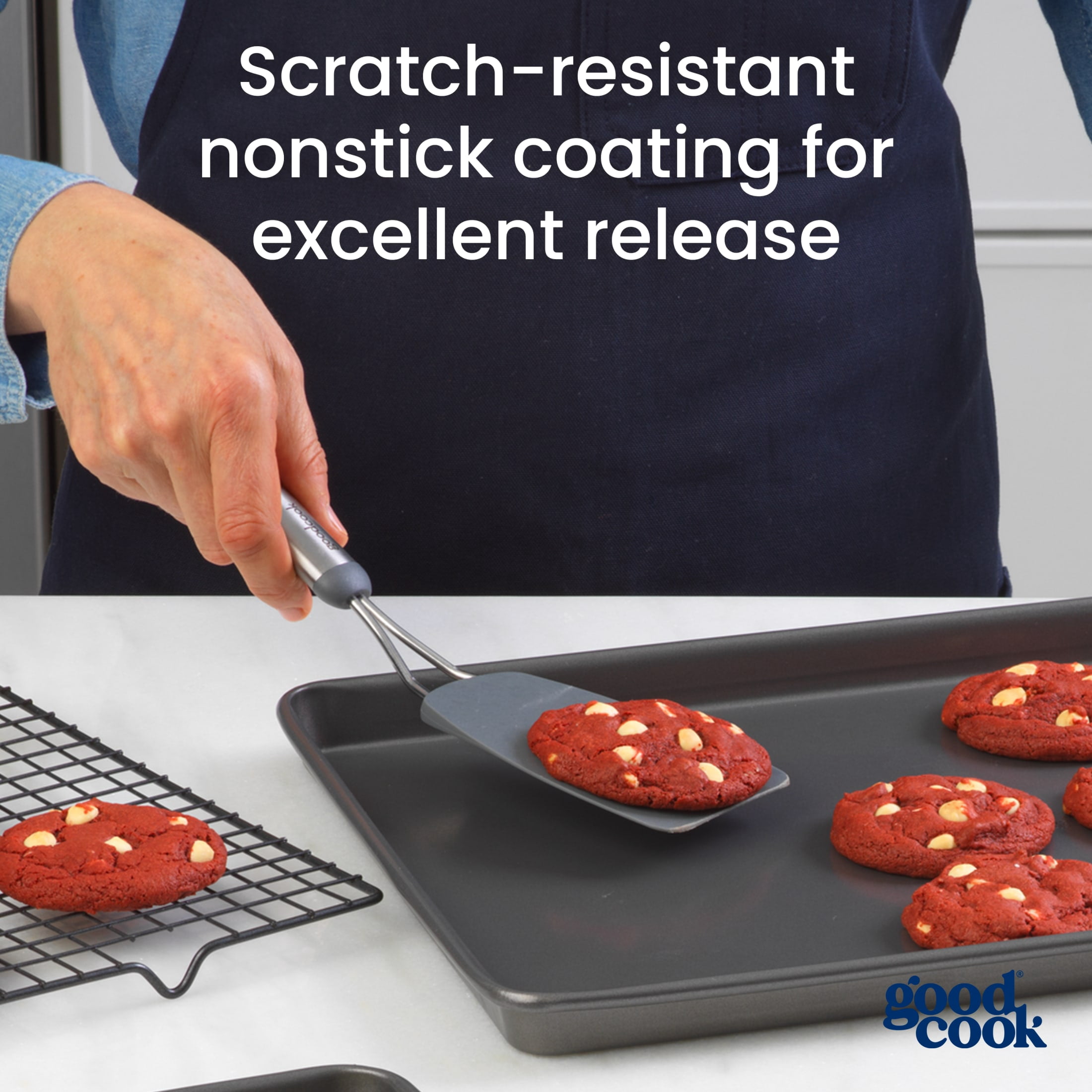 GoodCook Nonstick Everyday Steel 3-Piece Baking Sheet Set, Gray