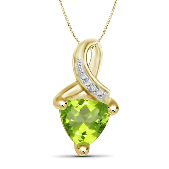 JewelersClub 1 1/2 Carat T.G.W. Peridot And White Diamond Accent 14k Gold Over Silver Pendant