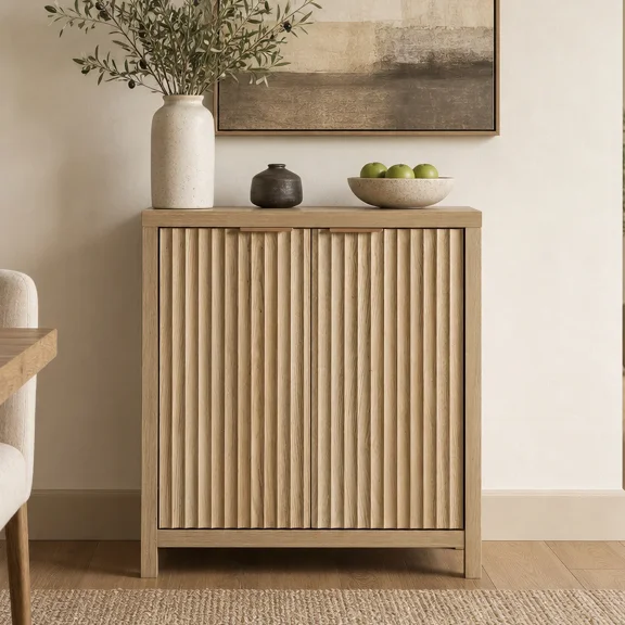 ARKANTOS Fluted Sideboard Buffet Cabinet with Storage & Adjustable Shelves, Farmhouse Coffee Bar Cabinets for Kitchen, Living Room, Entryway, Gold