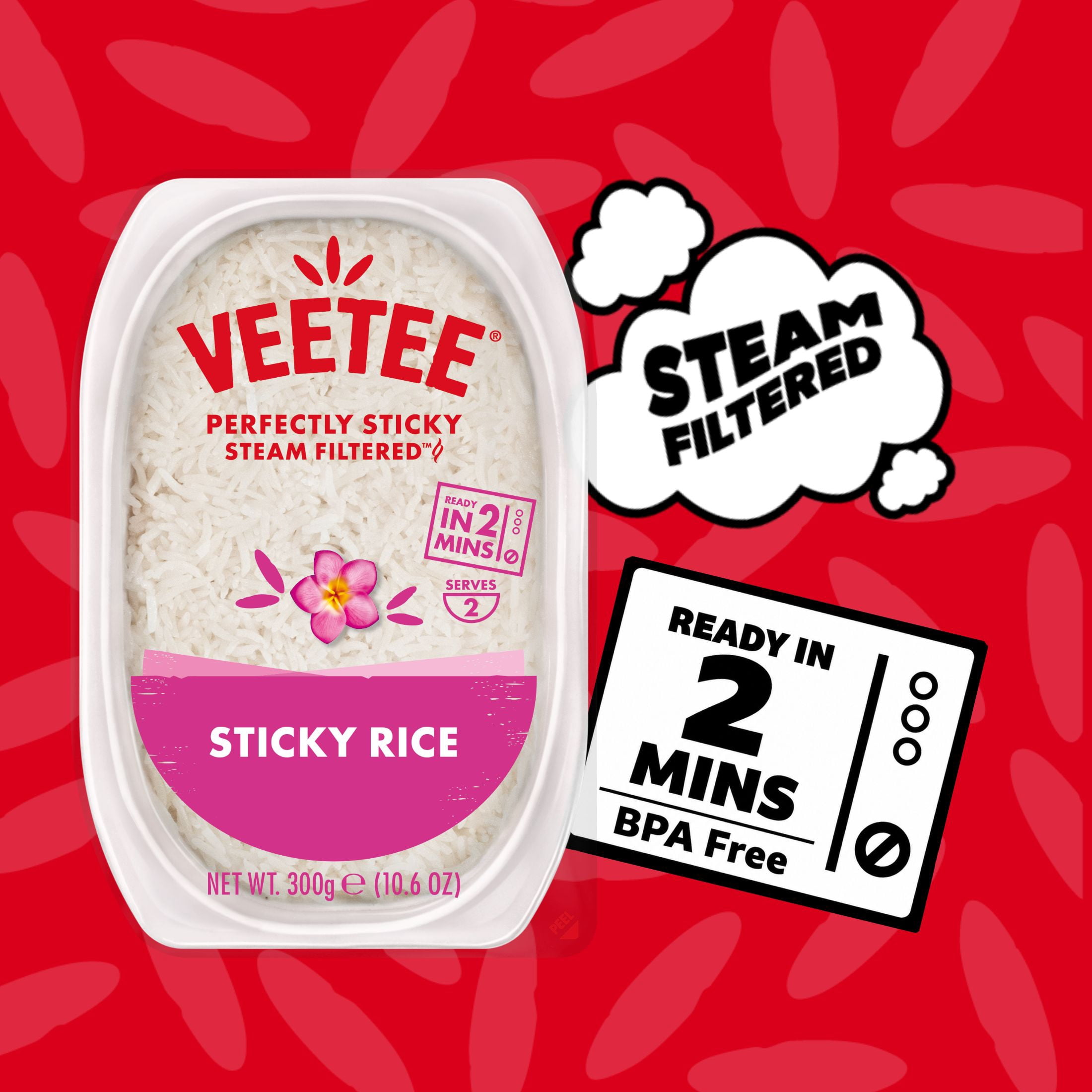 (2 pack) VEETEE, Gluten Free, Sticky Rice, 10.6 oz, Tray,  NO Artificial Flavors, Color and Preservatives