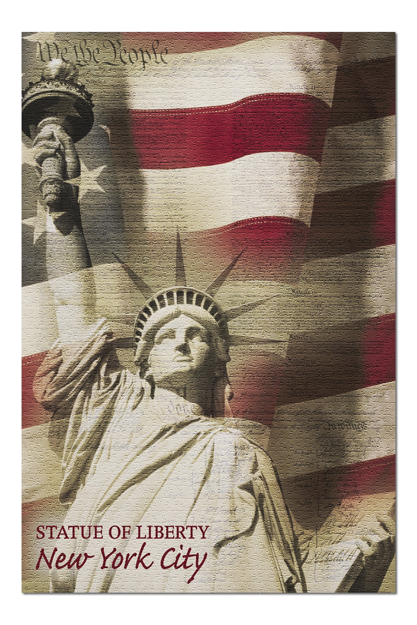 New York - Statue of Liberty and Flag (20x30 Premium 1000 Piece Jigsaw