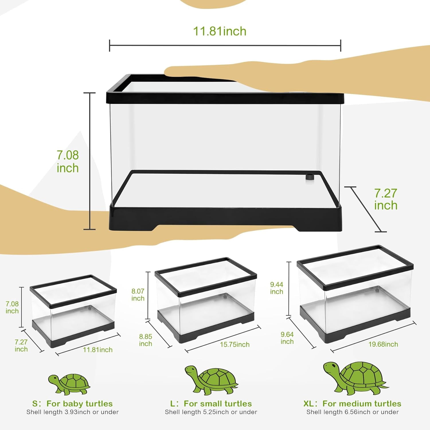 Turtle Tank Kit,PC Small Red Eared Slider Aquarium,Aquatic Baby Tortoise Habitat for Fishes and Amphibians,Include Filter*1,Filter Plates*2,Plants*2,Lamp*1,Bulb*1,Stone*1,Basking Platform*1